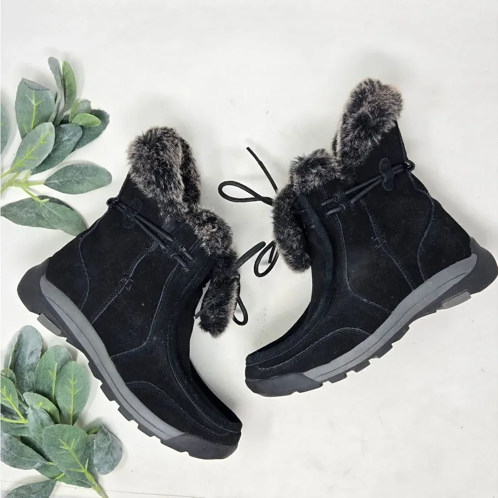 LANDS' END Powder Belle‎ Suede Faux Fur Boots 6.5